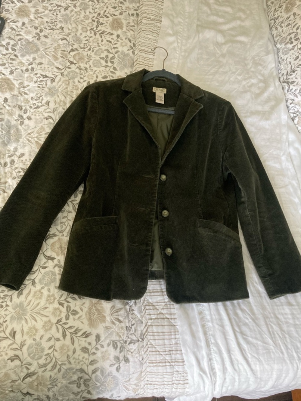 Vintage LL Bean Corduroy Blazer Jacket in Olive Green